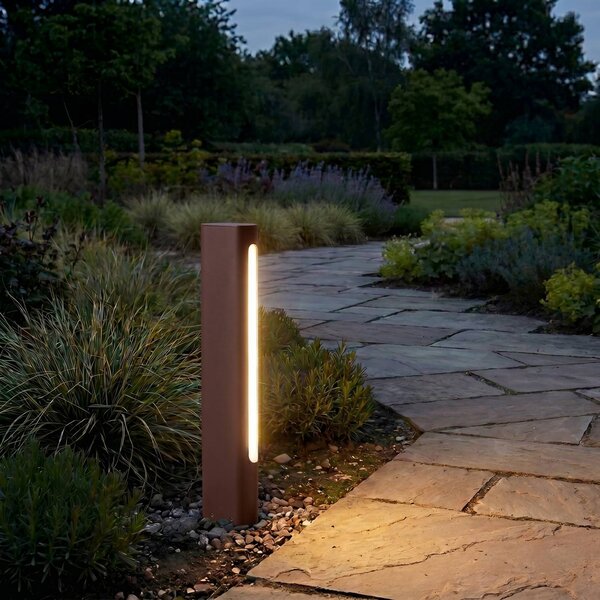 Lucande LED osvětlení cesty Celiora, výška 45 cm, hnědé, IP65, Hnědá / rez, Hliník, Moderní