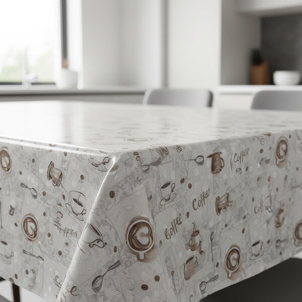 Ubrus PVC s textilním podkladem 1261-1, coffee šedé, š.140cm (metráž)
