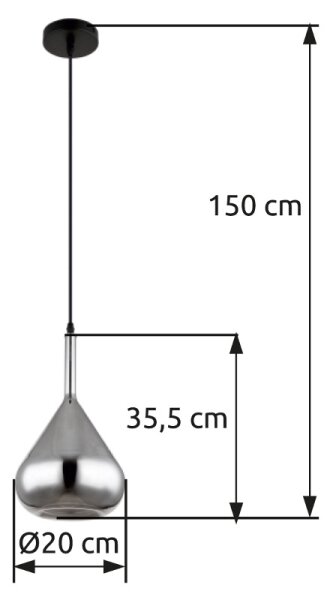 Globo 15542 - Lustr na lanku GEEKY 1xE27/60W/230V pr. 20 cm černá