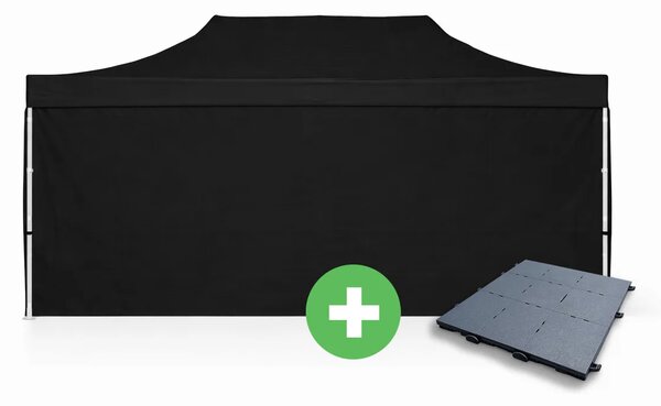 Nůžkový stan 3x6m ALU PREMIUM SET - plné bočnice + podlaha barva Černá