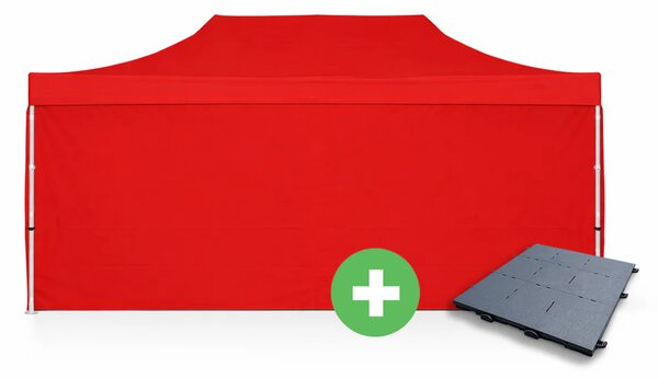 Nůžkový stan 4x8m ALU PREMIUM SET - plné bočnice + podlaha barva Bílá
