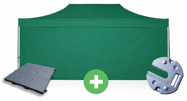 Nůžkový stan 3x6m ALU PREMIUM SET - plné bočnice + podlaha + závaží barva Červená