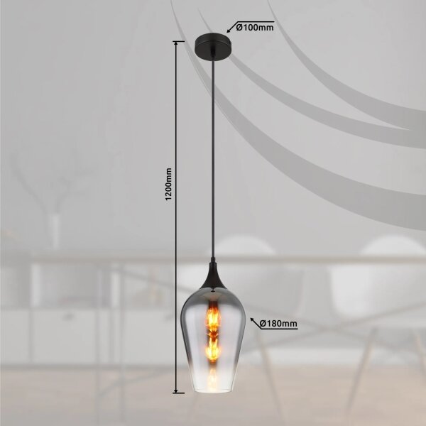 Globo 15552H3 - Lustr na lanku LAVUS 1xE27/60W/230V pr. 18 cm černá