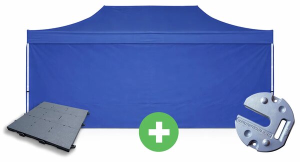 Nůžkový stan 3x6m ALU PREMIUM SET - plné bočnice + podlaha + závaží barva Červená