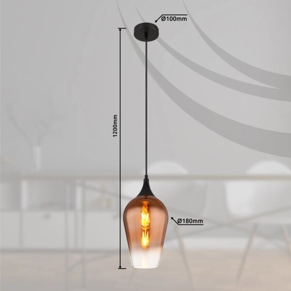 Globo 15552H1 - Lustr na lanku LAVUS 1xE27/60W/230V pr. 18 cm měděná