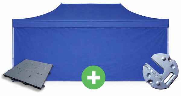 Nůžkový stan 4x8m ALU PREMIUM SET - plné bočnice + podlaha + závaží barva Bílá