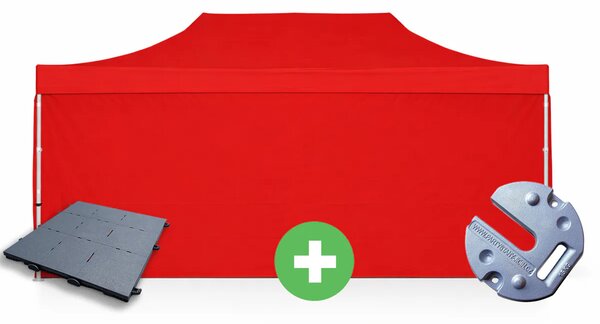 Nůžkový stan 4x8m ALU PREMIUM SET - plné bočnice + podlaha + závaží barva Bílá
