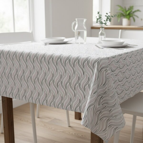 Ubrus PVC s textilním podkladem 1148-3, vlnky růžové a šedé, š.140cm (metráž)
