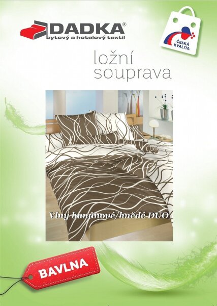 DADKA Bavlněné povlečení Vlny banánovo-hnědé DUO 140x200, 70x90 cm