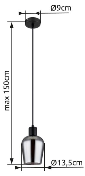 Globo 15627 - Lustr na lanku RYAN 1xE27/40W/230V pr. 13,5 cm černá