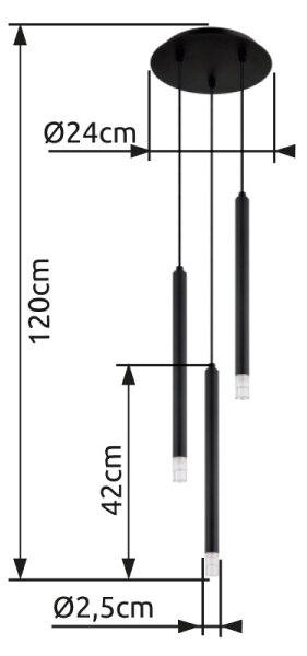 Globo 15629-3 - Lustr na lanku BLAKE 3xG9/4W/230V pr. 24 cm černá