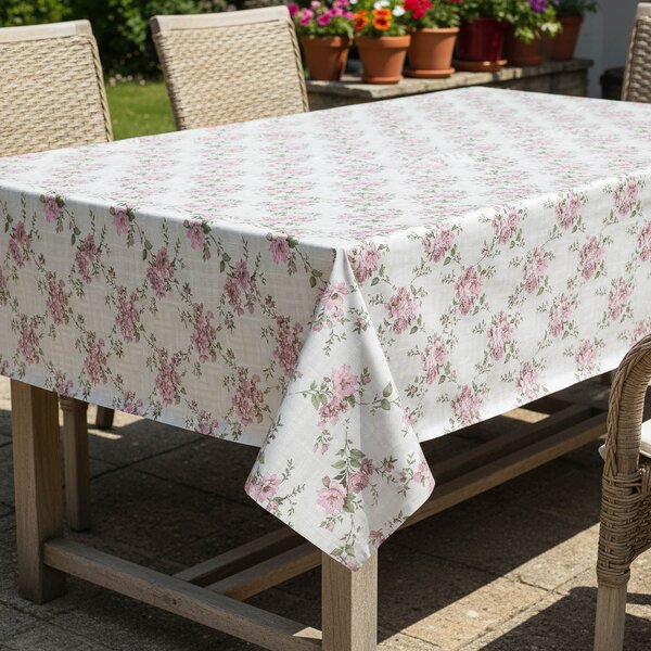 Ubrus PVC s textilním podkladem 1243-1, pivoňky růžové, š.140cm (metráž)