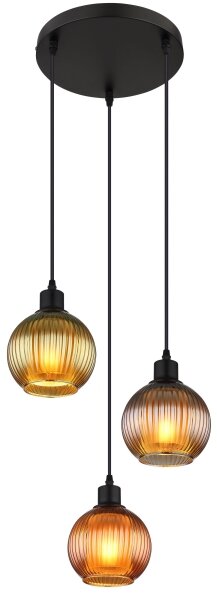 Globo 15638-3 - Lustr na lanku ZUMBA 3xE27/25W/230V pr. 36 cm měď/zelená/modrá