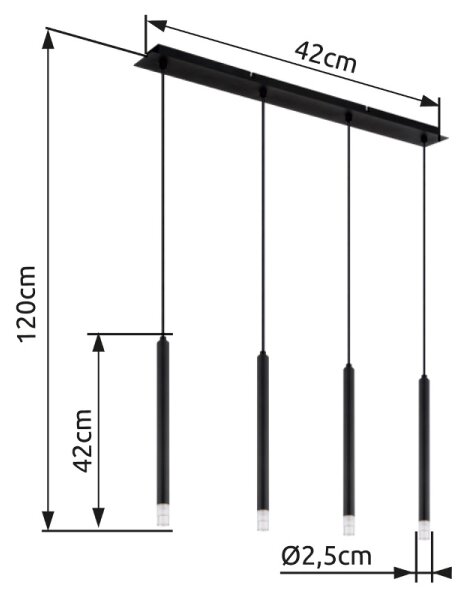 Globo 15629-4 - Lustr na lanku BLAKE 4xG9/4W/230V černá
