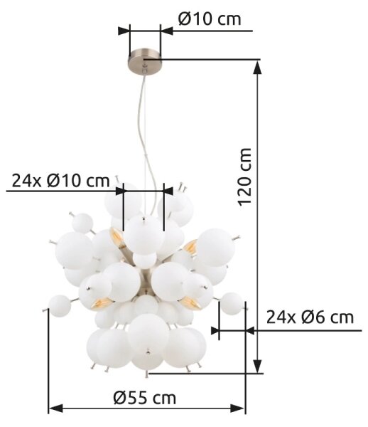 Globo 15633HO - Lustr na lanku UDO 6xE14/25W/230V pr. 55 cm bílá