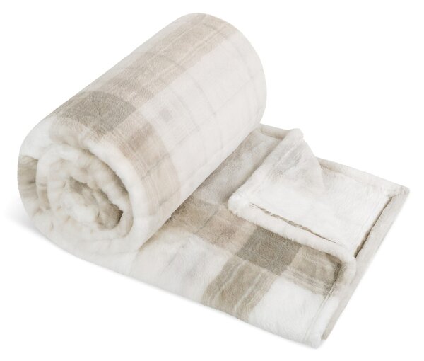 Bellatex Luxusní hebká hřejivá deka KORALL FLUTTO - imitace vlny, béžová kostka 150×200 cm