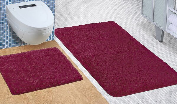 Bellatex koupelnová souprava s vlasem MICRO ČERVENÁ, 100x60cm (předložka) + 60x50cm (na WC)