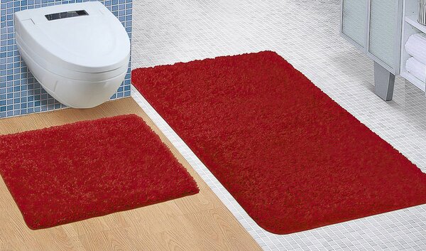 Bellatex koupelnová souprava s vlasem MICRO ČERVENÁ, 100x60cm (předložka) + 60x50cm (na WC)