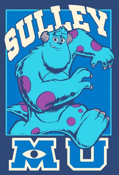 VOPI Dětský koberec Monsters University Sulley modrý 95x133 cm