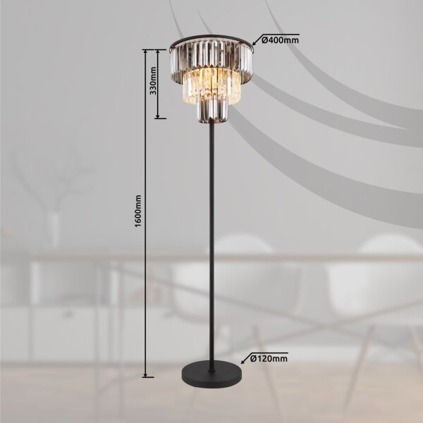 Globo 15695S - Stojací lampa NAXIS 3xE27/40W/230V pr. 40 cm černá