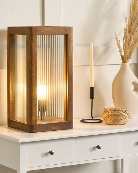 Stolní lampa KOLIDAM Mangové dřevo Hnědá