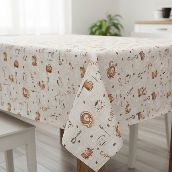 Ubrus PVC s textilním podkladem 1261-1, coffee hnědé, š.140cm (metráž)