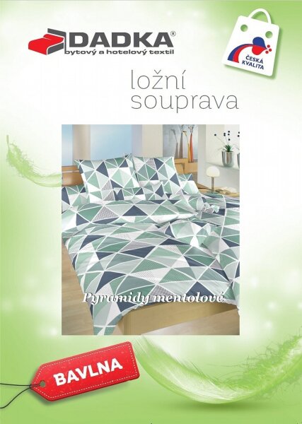 DADKA Bavlněné povlečení Pyramidy mentolové 140x200, 70x90 cm