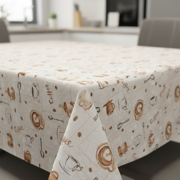 Ubrus PVC s textilním podkladem 1261-1, coffee hnědé, š.140cm (metráž)