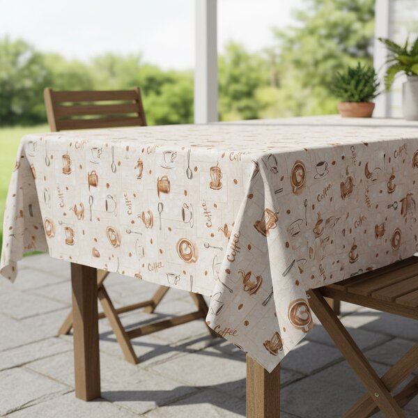 Ubrus PVC s textilním podkladem 1261-1, coffee hnědé, š.140cm (metráž)