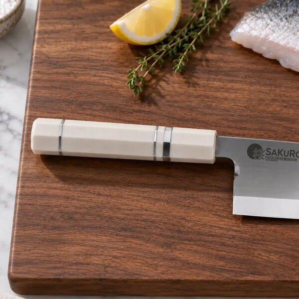 Kuchyňský nůž Deba z nerezové oceli SaKuRo Ivory 20,4 cm