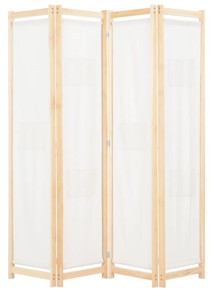 4-dílný paraván - textil - krémový | 160x170x4 cm
