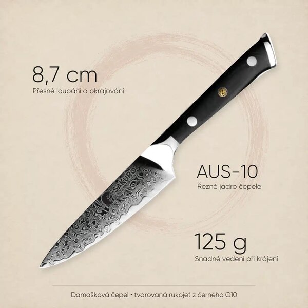 Loupací nůž z damaškové oceli SaKuRo G10 8,7 cm