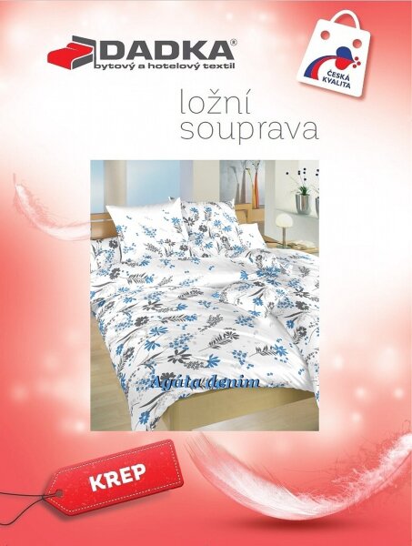 DADKA Povlečení krep Agáta denim na bílém 140x200, 70x90 cm