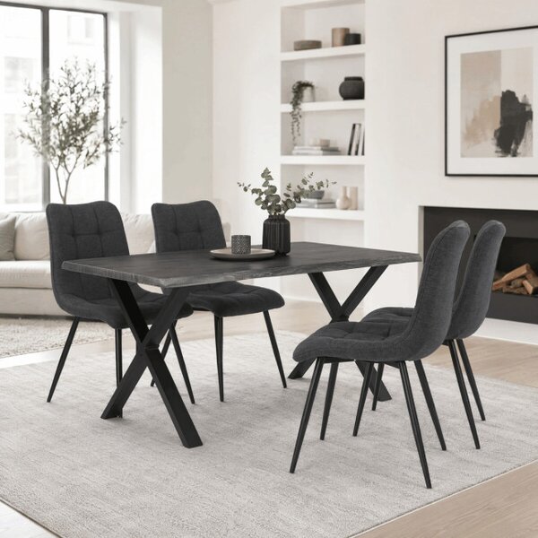 Jídelní stůl 160x90 cm HT-F4316 GREY šedý dub / černé nohy