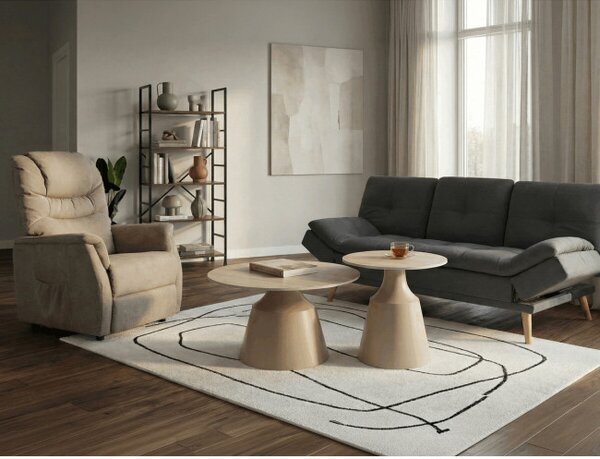 Set dvou konferenčních stolků béžový travertin CT-F4152 TRV (2 ks)
