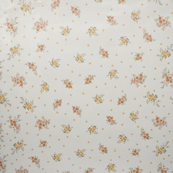 Ubrus PVC s textilním podkladem 1287-2, oranžové květinky na béžové, š.140cm (metráž)