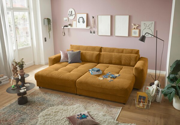 POHOVKA BIG SOFA, textil, kompozitní dřevo, žlutá MID.YOU - Pohovky, Online Only