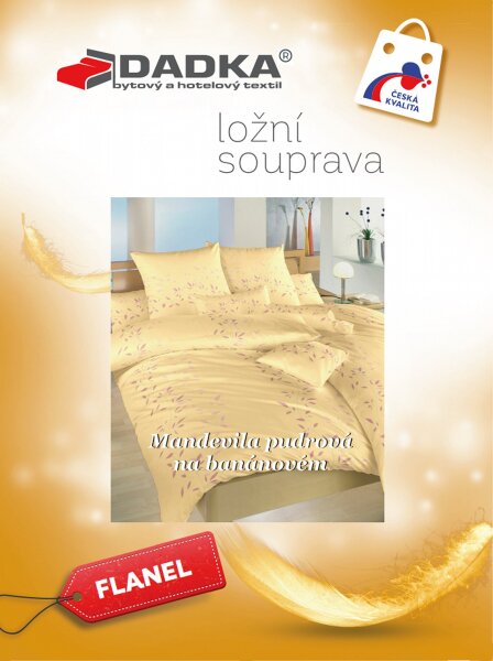 DADKA Povlečení flanel Mandevila pudrová na banánovém 140x200, 70x90 cm