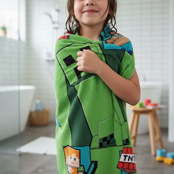 Jerry Fabrics Dětská plážová osuška MINECRAFT CREEPER COMING, zelená, froté, 70x140cm
