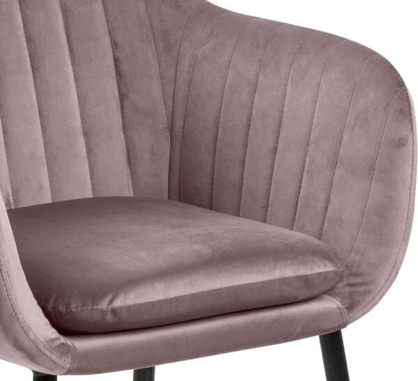 ŽIDLE S PODRUČKAMI, velur, černá, starorůžová Ambia Home - Jídelní židle, Online Only