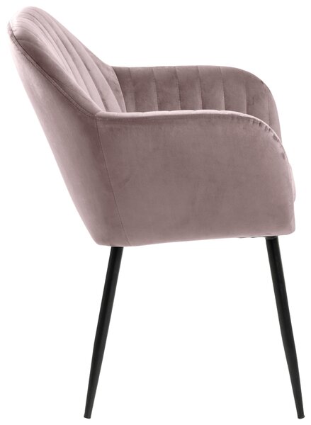 ŽIDLE S PODRUČKAMI, velur, černá, starorůžová Ambia Home - Jídelní židle, Online Only