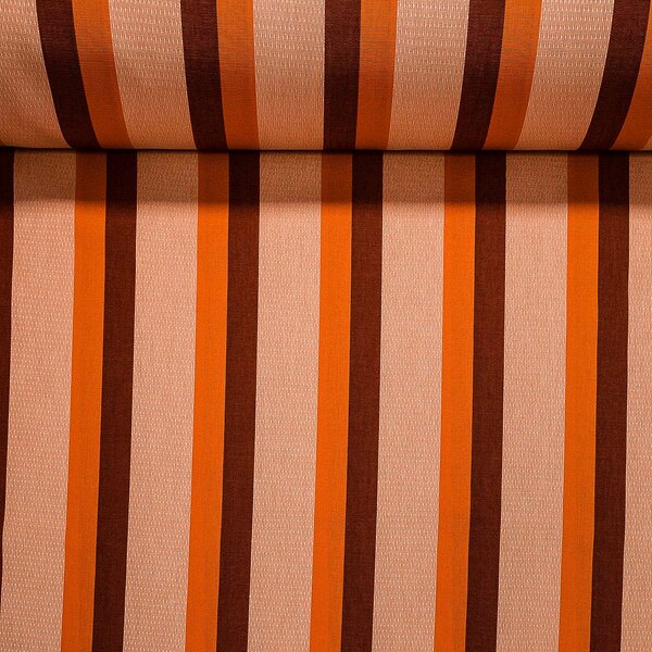 Potahové akrylové plátno (dralon, teflon) na zahradní nábytek, vínový a oranžový pruh smetanové, š.140cm (látka v metráži)