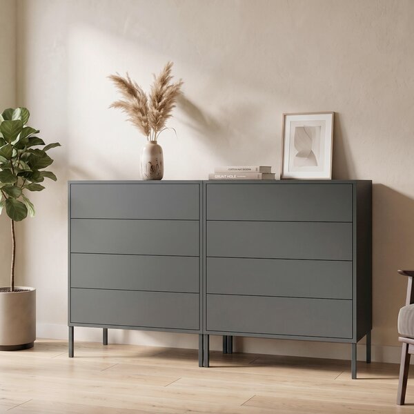 ŠIROKÁ KOMODA, antracitová, 158/86/33 cm MID.YOU - Komody na nožičkách, Online Only
