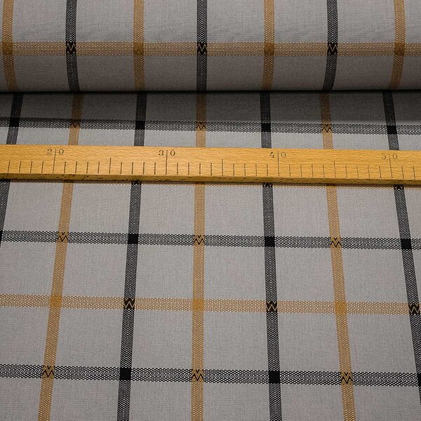 Potahové akrylové plátno (dralon, teflon) na zahradní nábytek, šedé káro, š.140cm (látka v metráži)