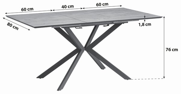 JÍDELNÍ STŮL, barvy dubu, 120-160/80/76 cm P & B - Jídelní stoly, Online Only