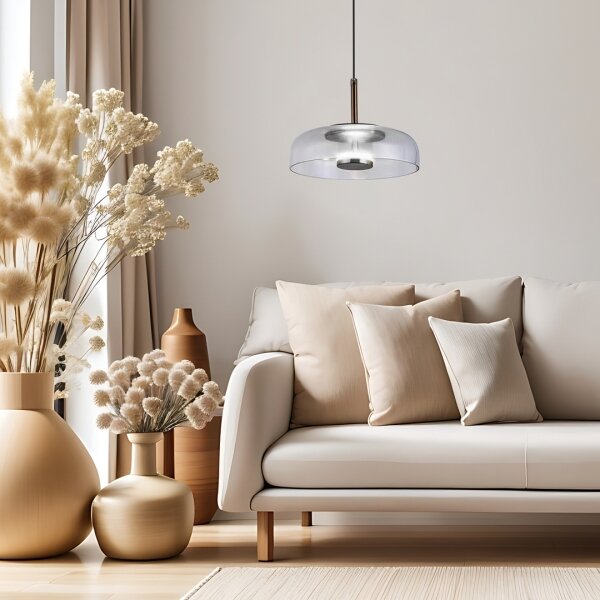 LED Lustr na lanku VETRO LED/6W/230V pr. 23 cm šedá/černá