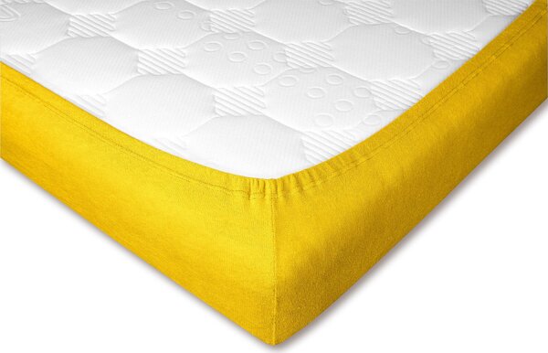 DADKA Froté prostěradlo tmavě žluté Rozměr 90x200x20 jednolůžko