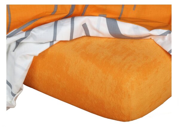 DADKA Froté prostěradlo pomeranč Rozměr 90x200x20 jednolůžko