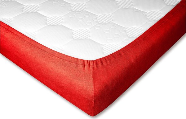 DADKA Froté prostěradlo červené Rozměr 90x200x20 jednolůžko