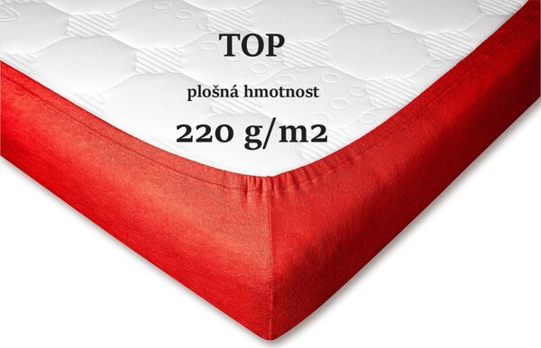 DADKA Froté prostěradlo červené Rozměr 90x200x20 jednolůžko